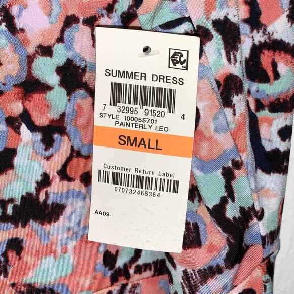 NWT Bar III pink floral painterly Leo fit and flair knee length dress sz small S - Picture 5 of 7